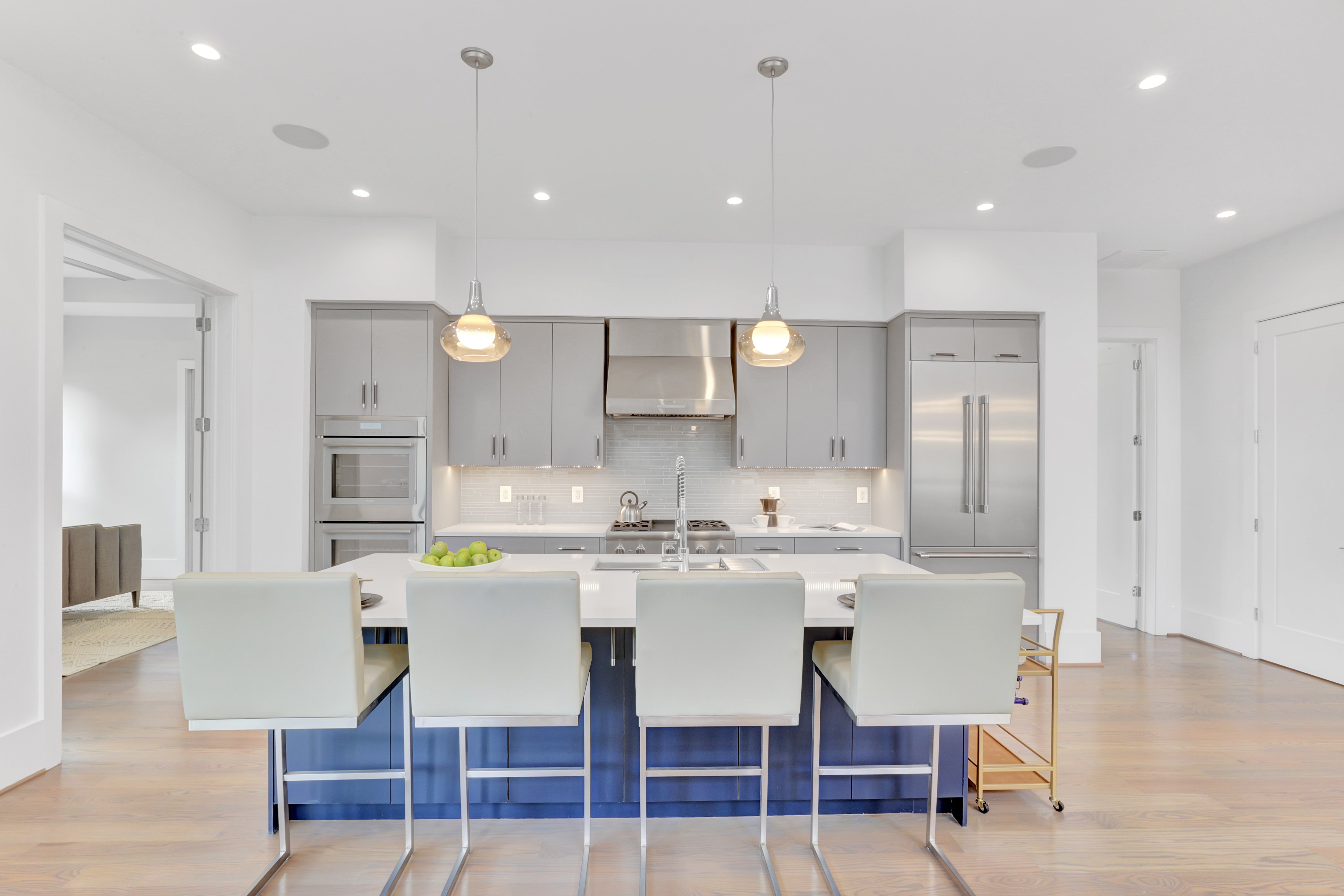 Main Level Living Modern Custom Home by AV Architects and Builders in Northern Virginia Falls Church Tysons Corner Luxury Living Room Great Room Open Concept Floor Plan