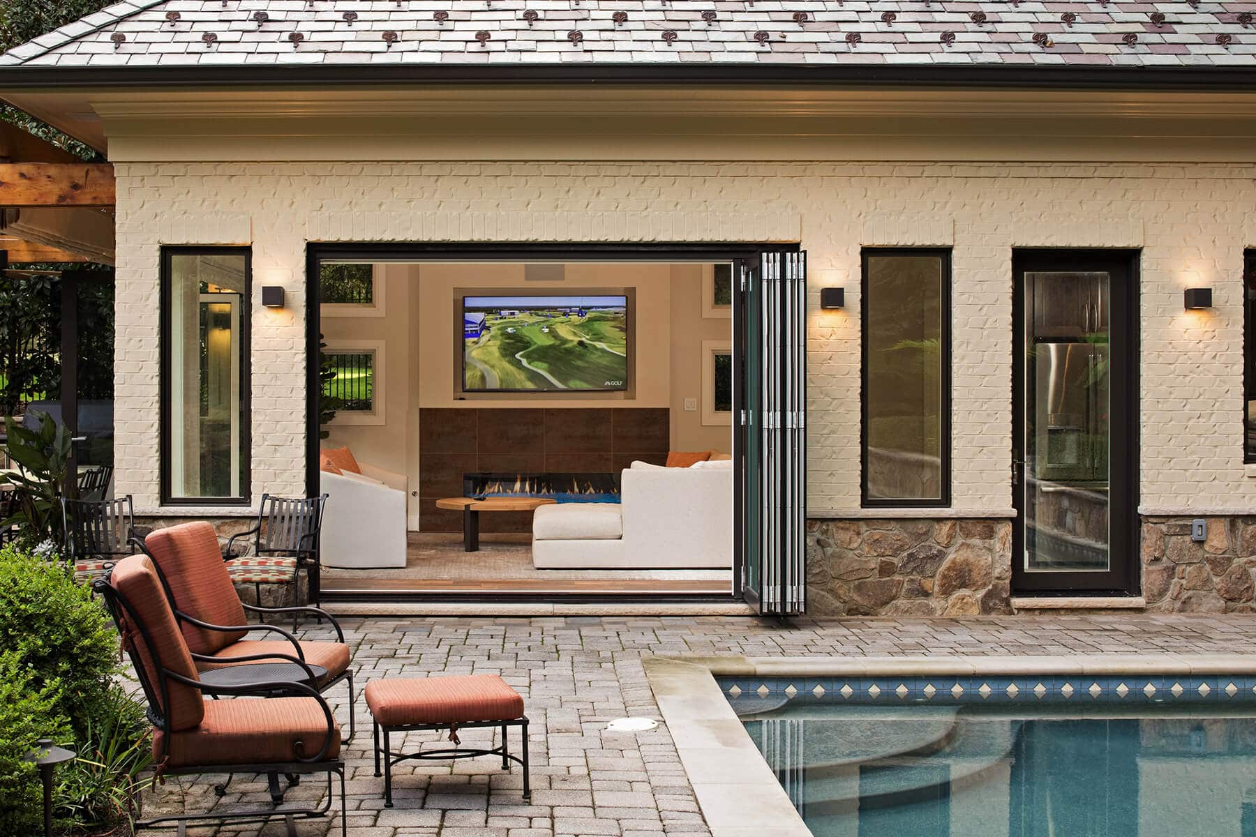 Modern Custom Pool House by Design-Build firm AV Architects and Builders in Great Falls Virginia Northern Virginia Custom Home Builders